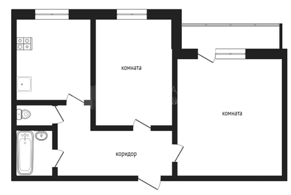 2-к квартира, 52 кв.м., улица Щербакова, 96