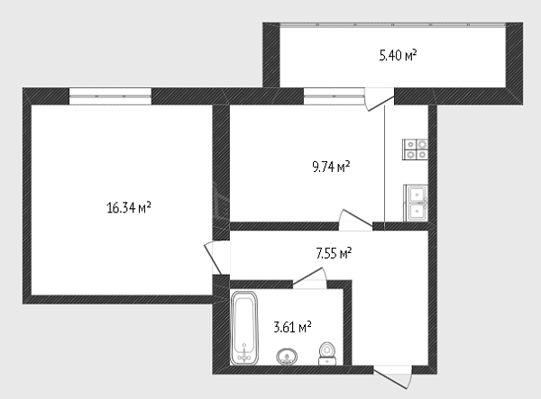 1-к квартира, 36 кв.м., улица Самарцева, 30