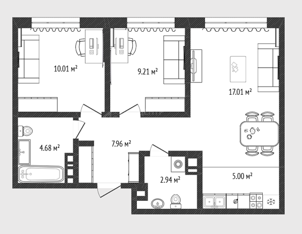 2-к квартира, 57 кв.м., Лесопарковая улица, 1к1