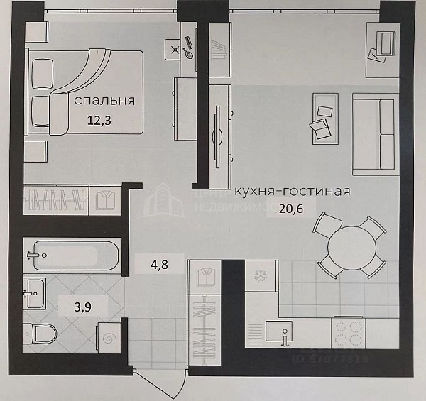 1-к квартира, 41 кв.м., улица Фармана Салманова, 5