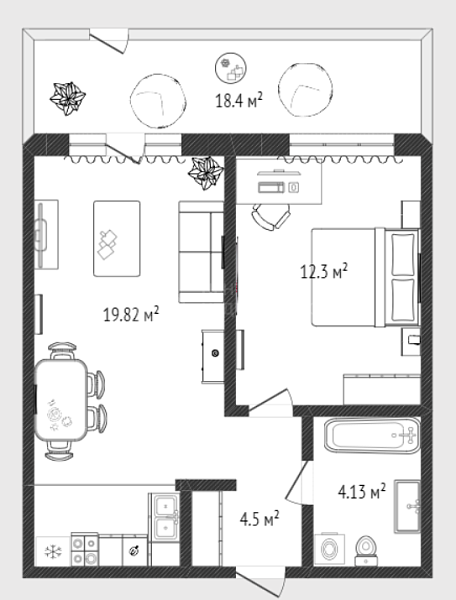 1-к квартира, 41 кв.м., Тюменская улица, 3