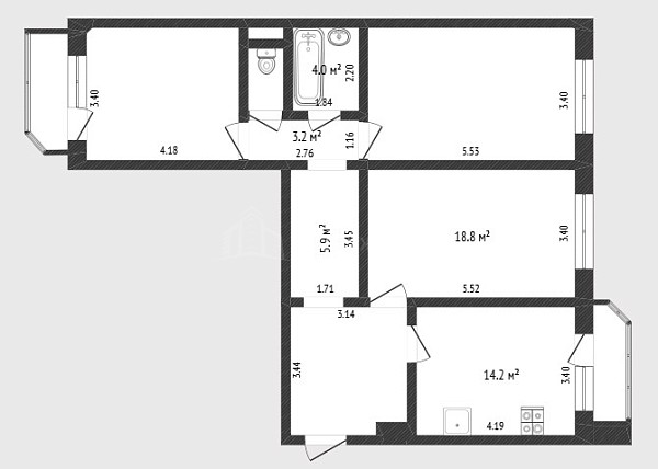 3-к квартира, 86 кв.м., улица Валентины Трофимовой, 12