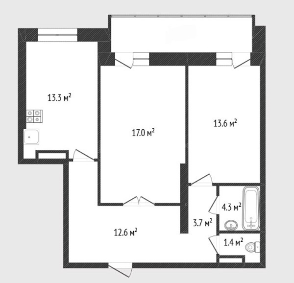2-к квартира, 62 кв.м., улица Николая Фёдорова, 17к3