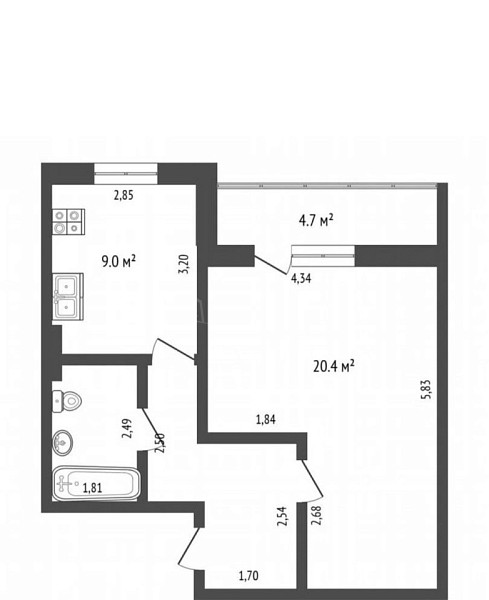 1-к квартира, 40 кв.м., Солнечный проезд, 22
