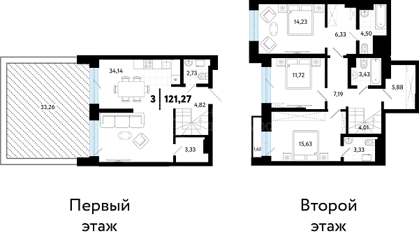 3-к квартира в новостройке, 121 кв.м., ул Бирюзова, 8