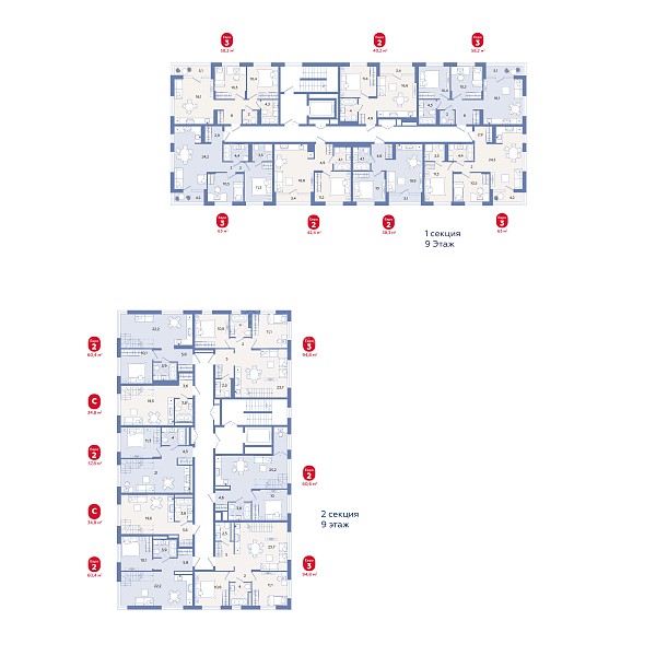 3-к квартира в новостройке, 68 кв.м.