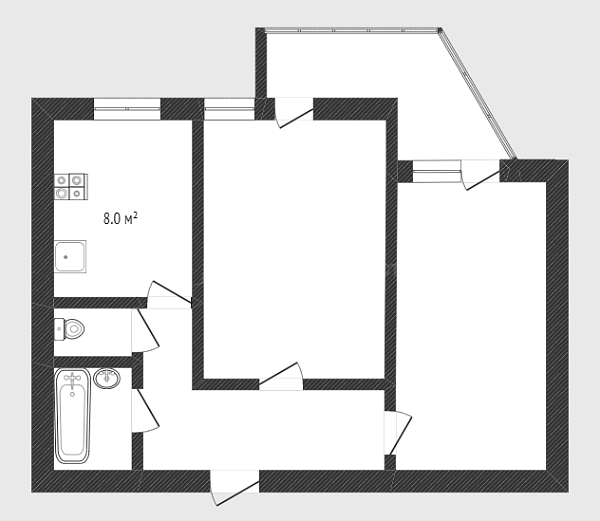 2-к квартира, 47 кв.м., улица Свободы, 86