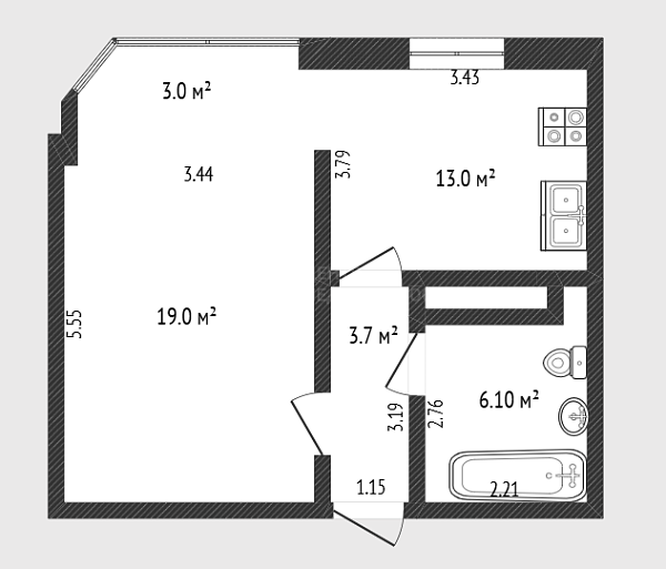 1-к квартира, 42 кв.м., Кремлёвская улица, 112к3