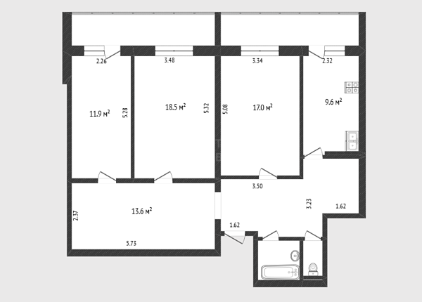 3-к квартира, 88 кв.м., микрорайон Матмасы, Пражская улица, 51