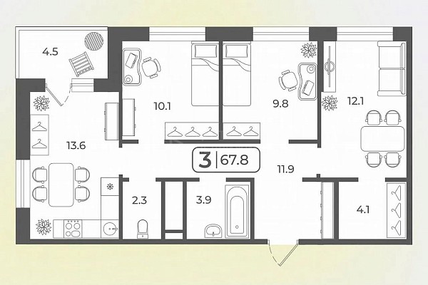 3-к квартира, 68 кв.м., Дамбовская улица, 29к1