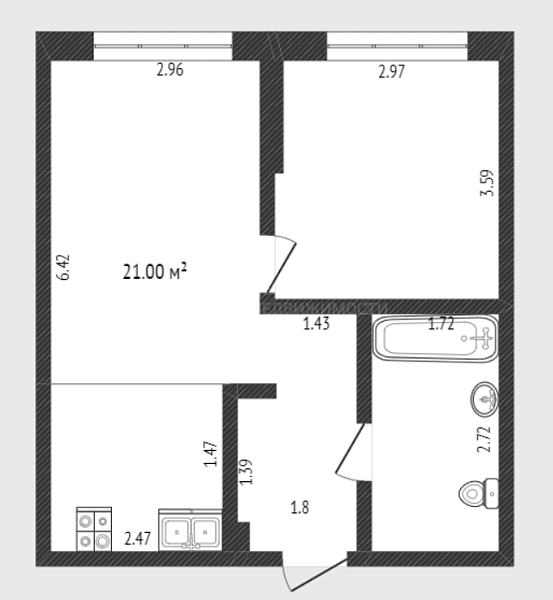 1-к квартира, 38 кв.м., Харьковская улица, 72Б