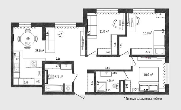 3-к квартира, 71 кв.м., улица Героев Сталинградской Битвы, 7