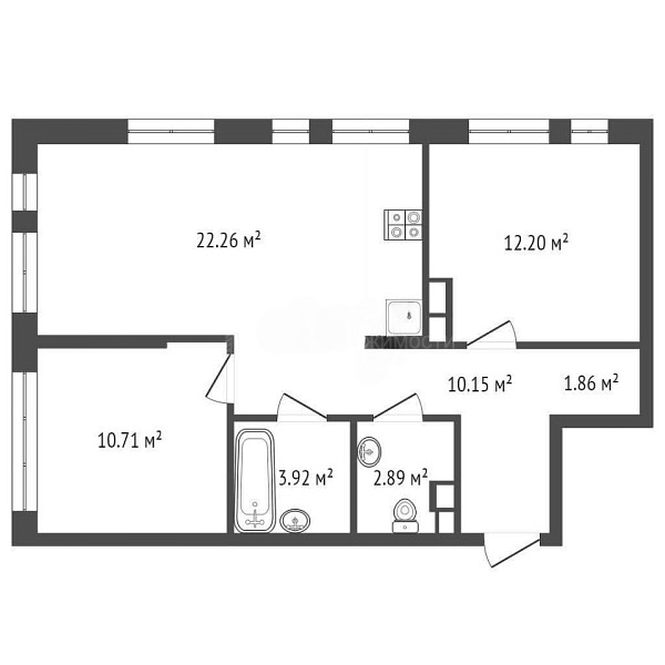 2-к квартира, 64 кв.м., улица Тимофея Чаркова, 91