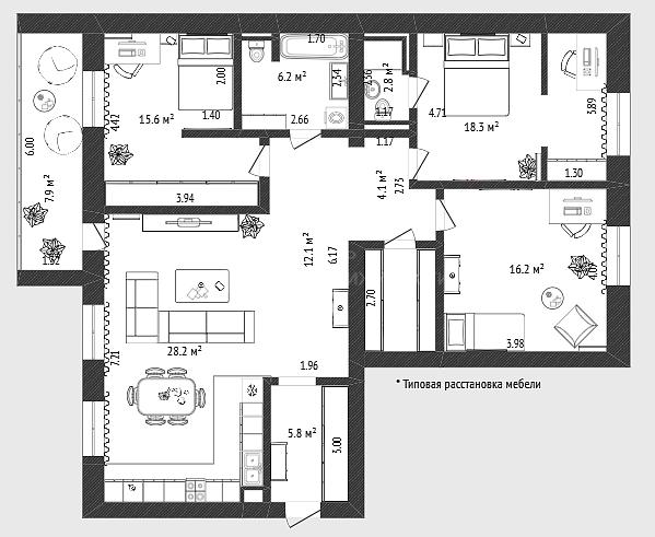 3-к квартира, 115 кв.м., улица Тимофея Кармацкого, 9к1 3-к квартира, 115 кв.м., улица Тимофея Кармацкого, 9к1