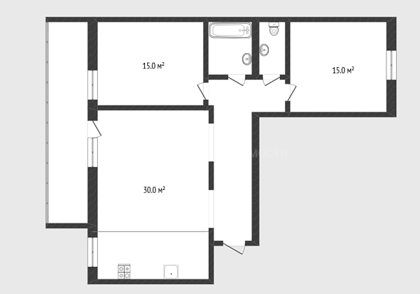 2-к квартира, 75 кв.м., Солнечный проезд, 8к2