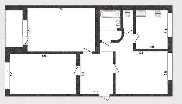 3-к квартира, 81 кв.м., улица Салтыкова-Щедрина, 36