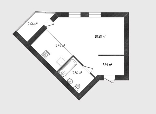 Студия, 26 кв.м., Амурская улица, 39
