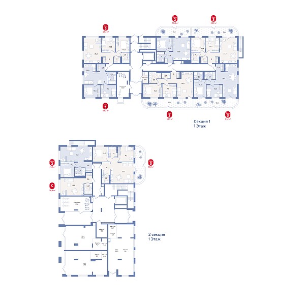 3-к квартира в новостройке, 59 кв.м.