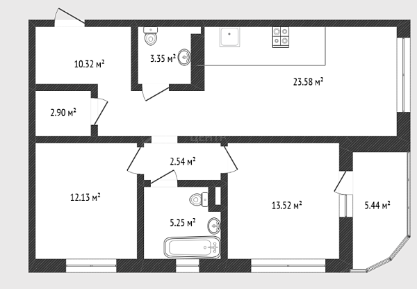 2-к квартира, 73 кв.м., улица Николая Машарова, 8