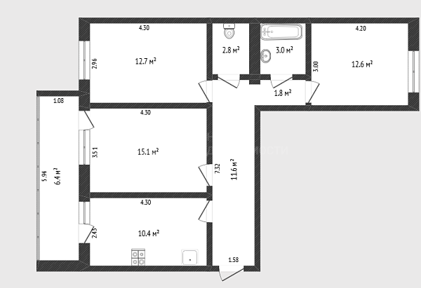 3-к квартира, 69 кв.м., улица Ю.-Р.Г. Эрвье, 16к1