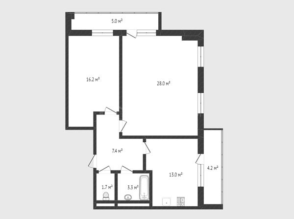 2-к квартира, 69 кв.м., улица Дружбы, 73к1