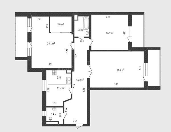 3-к квартира, 108 кв.м., Мельничная улица, 26