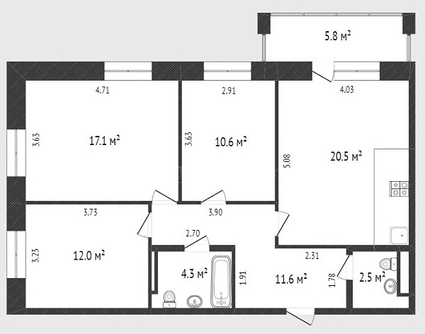 3-к квартира, 79 кв.м., Вересковая улица, 15