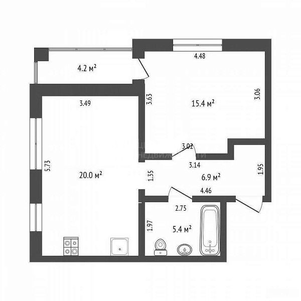 1-к квартира, 47 кв.м., улица Игоря Комиссарова, 26