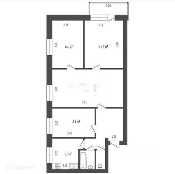 4-к квартира, 63 кв.м., улица Дзержинского, 23