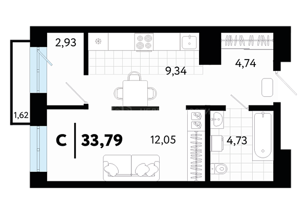 1-к квартира в новостройке, 33 кв.м., ул Малышева,  31, корпус 1