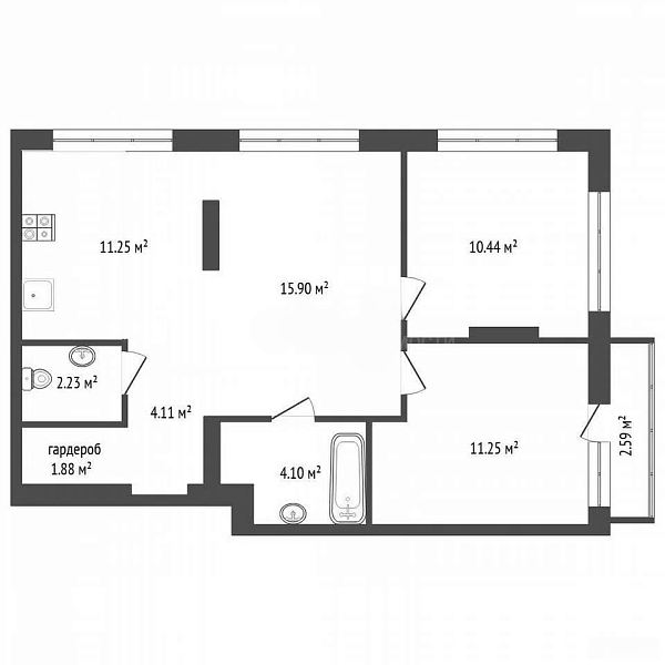 2-к квартира, 61 кв.м., Краснооктябрьская улица, 4к2
