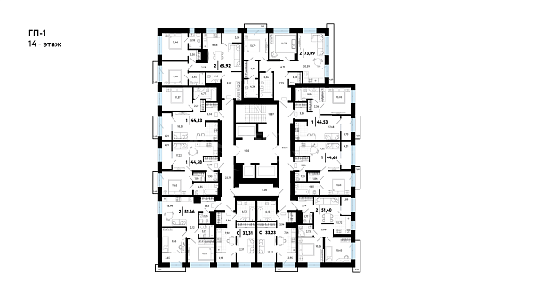 2-к квартира в новостройке, 73 кв.м.