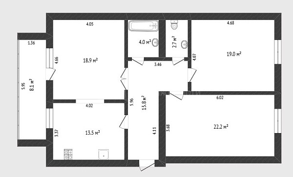 3-к квартира, 94 кв.м., улица Евгения Богдановича, 11/3