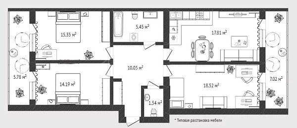 3-к квартира, 82 кв.м., Комбинатская улица, 54к1