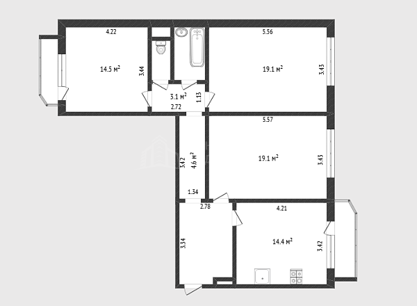3-к квартира, 85 кв.м., Широтная улица, 170к3