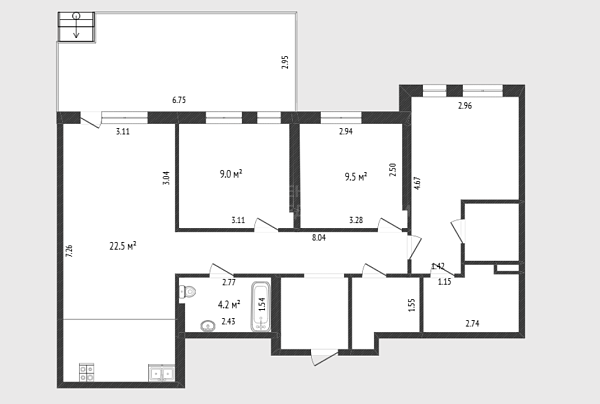 3-к квартира, 77 кв.м., Харьковская улица, 76