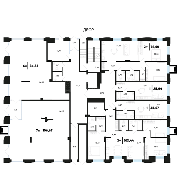 3-к квартира в новостройке, 103 кв.м.