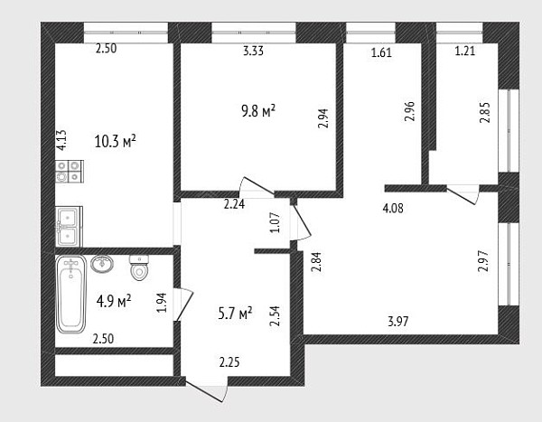 2-к квартира, 49 кв.м., улица Евгения Войнова, 3