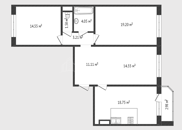 3-к квартира, 86 кв.м., улица Федюнинского, 62к2