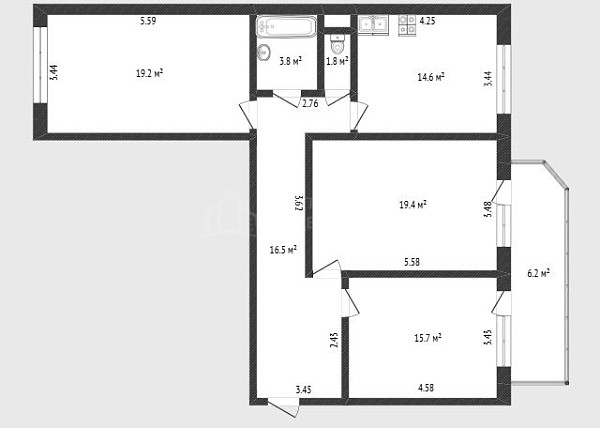 3-к квартира, 91 кв.м., улица Пермякова, 84к3