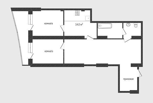 3-к квартира, 88 кв.м., улица Федюнинского, 62к2