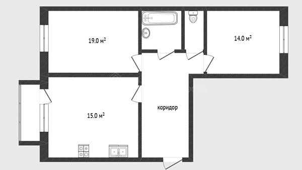 2-к квартира, 66 кв.м., улица Созидателей, 12