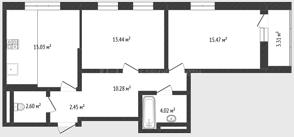 2-к квартира, 65 кв.м., улица Менжинского, 60