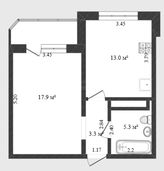 1-к квартира, 39 кв.м., улица Валентины Трофимовой, 12