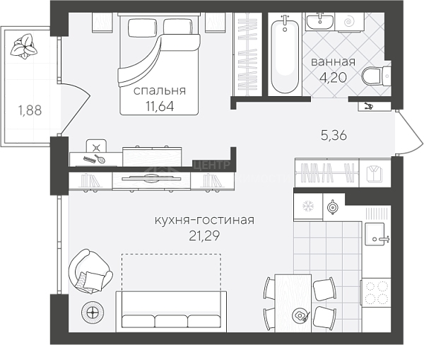 1-к квартира в новостройке, 44 кв.м., Алексея Сергиенко,  20 / Западносибирская, стр. 661