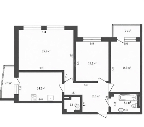 3-к квартира, 88 кв.м., улица Газовиков, 41