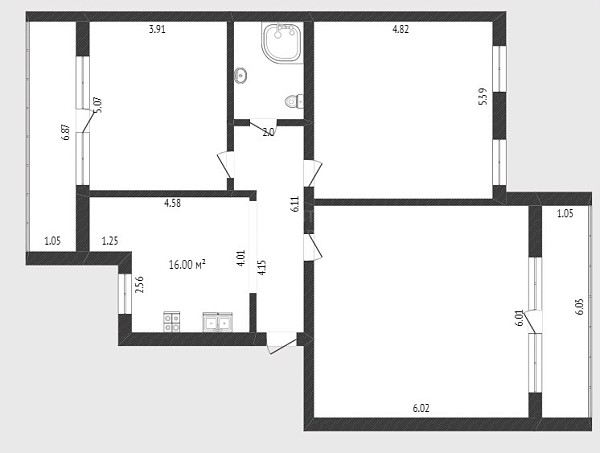 3-к квартира, 112 кв.м., Центральный округ, Северная улица, 3
