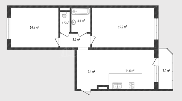 2-к квартира, 66 кв.м., улица Созидателей, 10