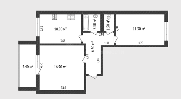 2-к квартира, 49 кв.м., микрорайон Тарманы, улица Блюхера, 6