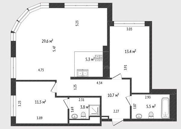 2-к квартира, 79 кв.м., Первомайская улица, 8